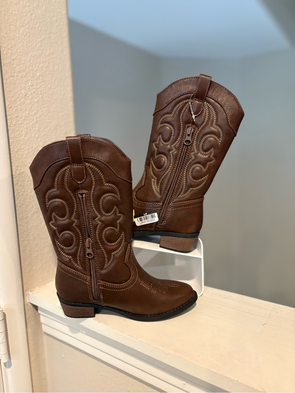 Cat & Jack Western Boots Montana Little Girls Sz 13 Cowgirl Zipper Brown - Picture 2 of 6